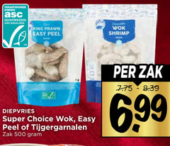 garnalen 500 kweek gecertificeerd asc-aqua.org king prawn easy wok shrimp diepvries super choice tijgergarnalen zak 6 99 