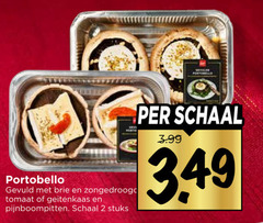  portobello 2 gevuld brie zongedroogd tomaat geitenkaas pijnboompitten schaal stuks 3.99 