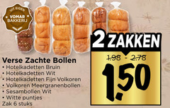  bolletjes 2 6 bakkerij verse zachte bollen hotelkadetten bruin wit fijn volkoren meergranenbollen sesambollen witte puntjes zak stuks zakken 