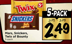  snickers mars bounty twix chocoladerepen 5 pack 