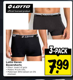klik op dit plaatje voor een vergroting en voor vergelijkbare aanbiedingen gerelateerd aan
heren boxershorts 3 5 lotto official licensed to kleur zwart grijs maten xxl materiaal katoen elastaan pack heren boxershorts 3 5 lotto official licensed to kleur zwart grijs maten xxl materiaal katoen elastaan pack