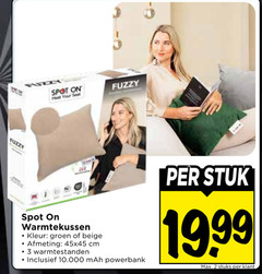  verwarmingskussen 2 3 fuzzy spot heat your seat warmtekussen kleur groen beige cm warmtestanden 10.000 powerbank stuk stuks 