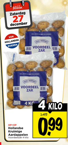  aardappelen 4 27 zaterdag december hollandse boeren verpakt voordeel zak vers kruimige kilo 99 