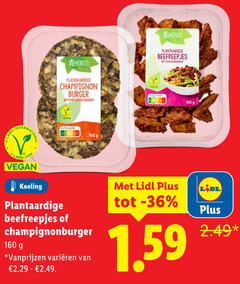  vegetarisch 160 label vemondo plantaardige beefreepjes champignon burger koeling varieeren 