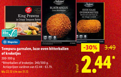  6 12 ocean sea king prawns crispy tempura delicieux black angus oven bitterballen oude kaas bereid vleugje mosterd frozen diepvries bergen stuks garnalen luxe kroketjes 240 300 varieeren 