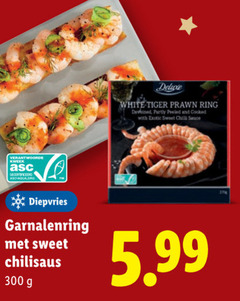  garnalen 300 white tiger prawn ring and cooked with exotic sweet chill sauce kweek diepvries garnalenring chilisaus 5.99 