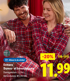  herenpyjama damespyjama esmara dames damesmaten l herenmaten xxl 