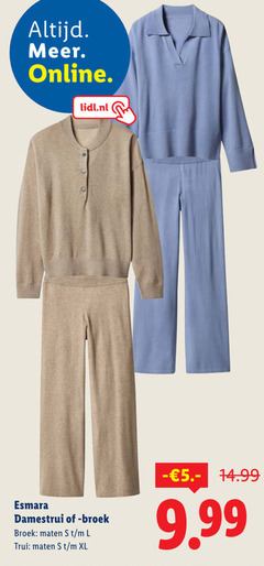  online lidl.nl esmara damestrui broek maten l trui xl 