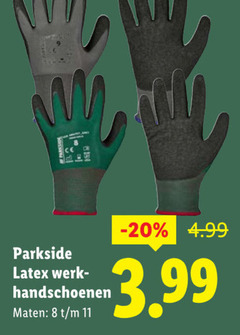  werkhandschoenen 8 11 parkside latex werk handschoenen maten 3.99 