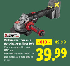  parkside haakse slijper 20 accu schijven mm stationair toerental 10.000 tpm toebehoren oplader 