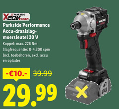  accuboormachine 20 parkside accu moersleutel koppel slagfrequentie toebehoren oplader 