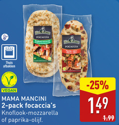  focaccia 2 mama mozzarella call la paprika olijven olives thuis afbakken label pack knoflook olijf 