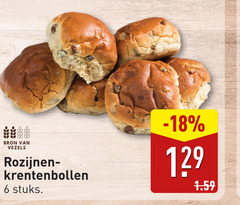  krentenbollen 6 vezels rozijnen stuks 