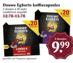  douwe egberts koffiecups 2 6 20 koffiecapsules doosjes stuks combineren capsules lungo original 20x nespresso apparaten 