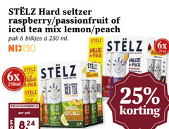  hard seltzer 6 25 250 raspberry passionfruit iced tea mix lemon peach pak blikjes ml nix18 6x 250ml pack peace 