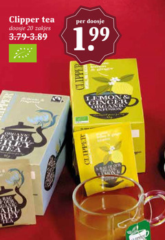  clipper thee 20 organic earl grey tea bag doosje zakjes lemon ginger infusion 