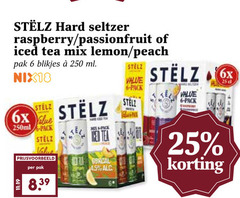  hard seltzer 6 25 250 raspberry passionfruit iced tea mix lemon peach pak blikjes ml nix18 6x pack 250ml peace 