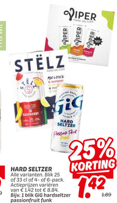  hard seltzer 1 4 6 25 33 mix pack raspberry prince passion blik varieeren passionfruit 