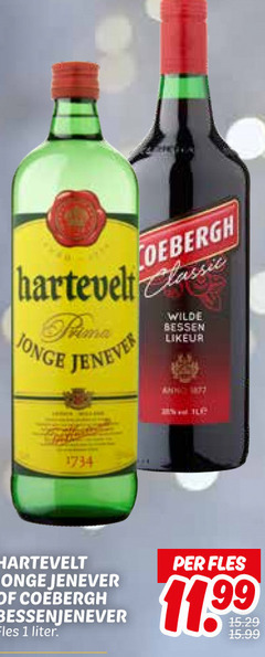 1 1734 coebergh hartevelt a prima jonge tenever jenever of bessenjenever fles liter . wilde bessen likeur per 11.99 15.29 15.99