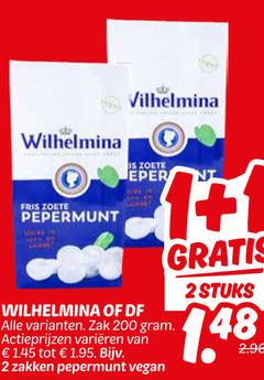  wilhelmina pepermunt 1 2 200 fris zoete zak varieeren zakken stuks 