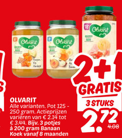  olvarit babyvoeding 1 2 3 8 200 250 pot varieeren potjes banaan koek maanden stuks 