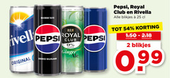  rivella royal club pepsi frisdrank cola 2 25 original licht sprankelend taste suiker zero sugar ginger blikjes 