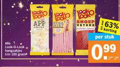  snoep 16 180 hangzakjes look-o-look lollies staafjes aardbei veters stuk 99 