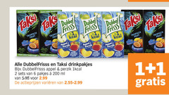  taksi dubbelfrisss fruitdrank 1 2 6 40 200 suiker rijk vitamine tropisch fruit dubbel frisss appel perzik verfrissend drinkpakjes ml varieeren 