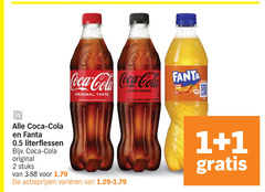 1 2 ya alle coca - cola en fanta 0.5 literflessen bijv . original taste zero sugar erage delicious   refreshing stuks van 3.58 voor 1.79 de actieprijzen varieeren 1.29-1.79 win epic music has smop jque   gratis 
