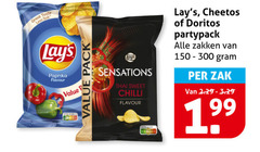  cheetos lays doritos zoutjes chips taste less salt paprika flavour pack sensations thai sweet chilli partypack zakken 150-300 zak 