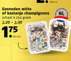  250 gesneden witte kastanje champignons schaal kilo gronden nederlands nl bodem 
