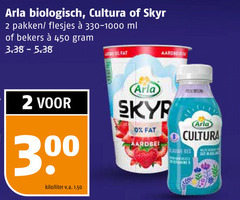  arla yoghurt 2 450 biologisch cultura skyr pakken ml bekers 3 kilo liter v.a. skype aardbei tin 