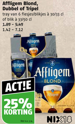  affligem speciaalbieren 6 25 blond dubbel tripel tray blikjes 30 33 blik 50 triple liter v.a. nix18 