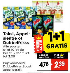  dubbelfrisss taksi appelsientje fruitdrank 1 10 dubbel frisss appel boost b appels sientje soorten stuk perzik voucher 