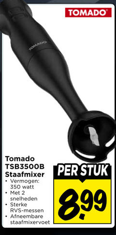  2 350 tomado stuk staafmixer vermogen watt snelheden rvs messen afneembare staafmixervoet 