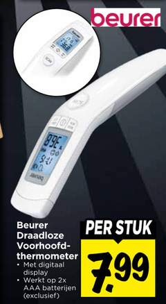  beurer draadloze voorhoofd thermometer digitaal display 2x aaa batterijen stuk 