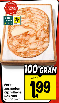  100 slagerij beter leven bescherming gesneden kiprollade gekruid 