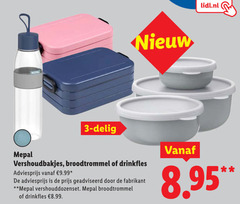  3 lidl.nl mepal delig vershoudbakjes broodtrommel drinkfles geadviseerd vershouddozenset 