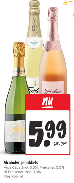  alcoholvrije wijn 750 alcohol free freixenet 5 99 bubbels cava brut 0.0 rosee fles ml 