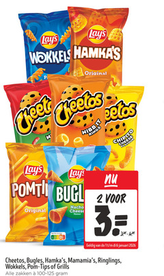  1 2 3 6 wokkels original cheese nibbit rings chipito flavour nutri score nacho januari cheetos bugles ringlings pom tips grills zakken 