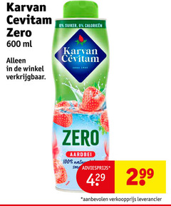  karvan cevitam limonadesiroop 100 600 suiker zero ml aardbei 