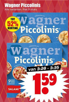  wagner diepvriespizza 9 piccolinis pak stuks original pieces salami perfekt 