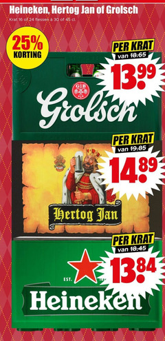  heineken grolsch hertog jan krat bier 16 24 25 30 45 flessen b 