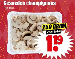  champignons 250 bak gesneden 