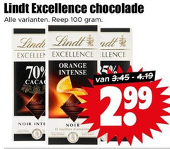  lindt chocolade 100 excellence reep linde excellent noir orange intense feuillet 