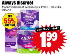  always inlegkruisjes maandverband 8 24 28 55 discreet pak stuks les fuites new protection integrale urineverlies small protege slips bescherming 