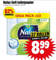  nalys toiletpapier 2 32 80 soft voordeel giga pack gerecycleerde emballage recycle new quality rollen inspired by nature elders 