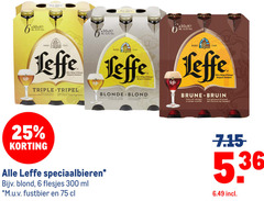  leffe krat bier speciaalbieren blikjes 6 25 300 8 5 triple tripel anno belge belgisch abdijbier aux notes puissantes ongefilterd blonde blond subtiel vleugje vanille kruidnagel toetsen nuances clou brune bruin caramel geroosterd aroma karamel ml m.u.v 