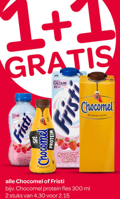  chocomel fristi chocolademelk drinkyoghurt 1 2 300 calcium protein rood fles ml stuks enige 