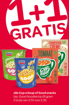  cup a soup unox soep noodles 1 2 65 carbonara go kip champignon tomaat good creme snacks stuks 